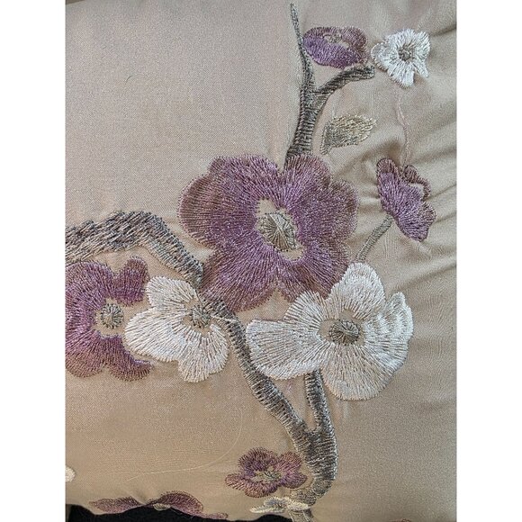 Floral Embroidered Throw Pillow Beige & Purple 15"x12" - Picture 2 of 6